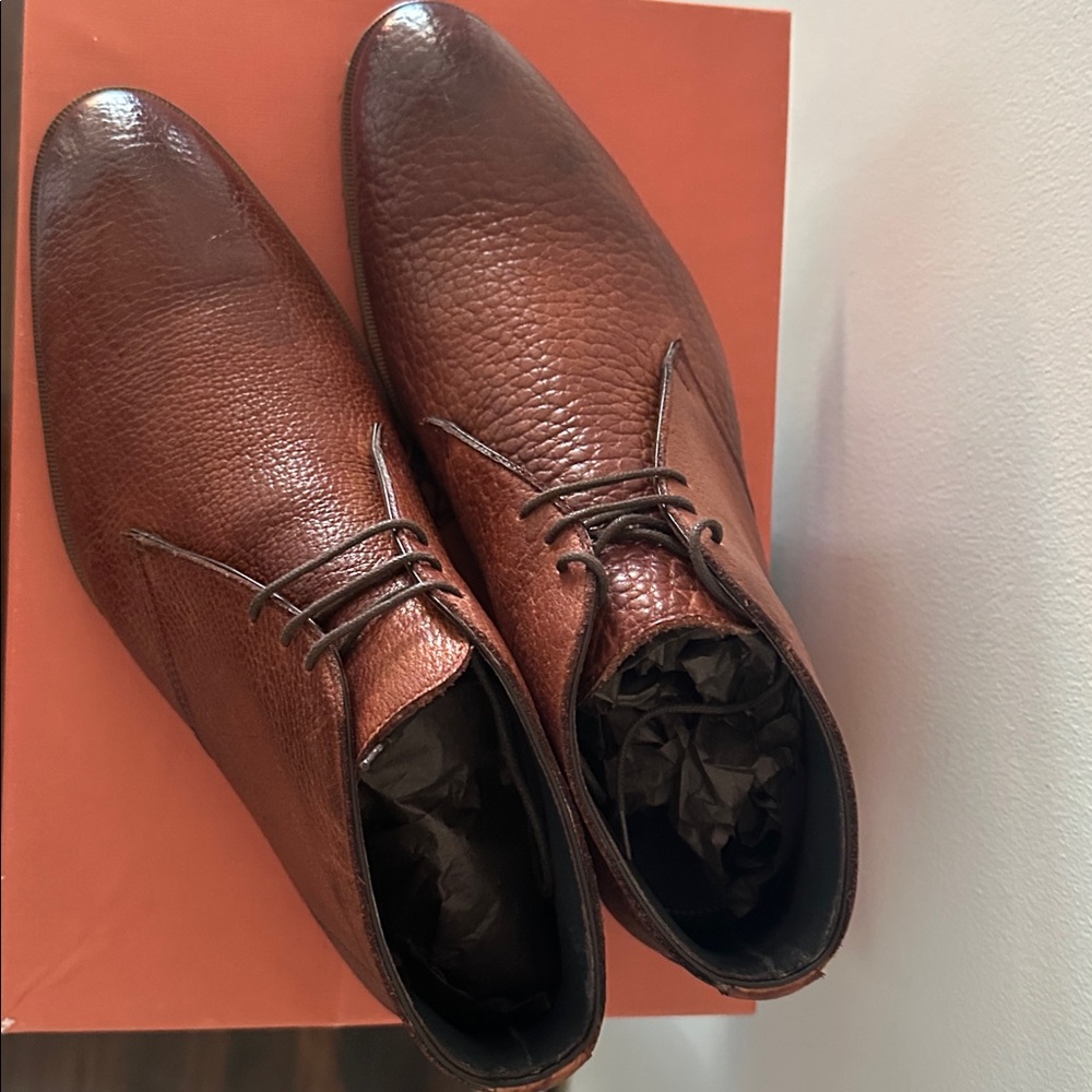 Di Blanco Brown Leather Lace-Up Shoes